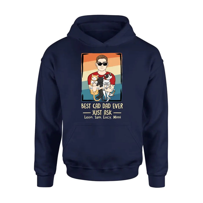Personalized Cat Dad Shirt/Hoodie/Sweatshirt/Long sleeve - With 4 Cats - Father's Day Gift Idea For Cat Lovers - Best Cat Dad Ever Just Ask