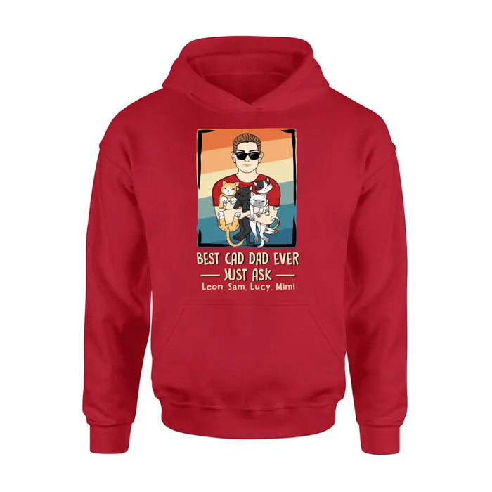 Personalized Cat Dad Shirt/Hoodie/Sweatshirt/Long sleeve - With 4 Cats - Father's Day Gift Idea For Cat Lovers - Best Cat Dad Ever Just Ask