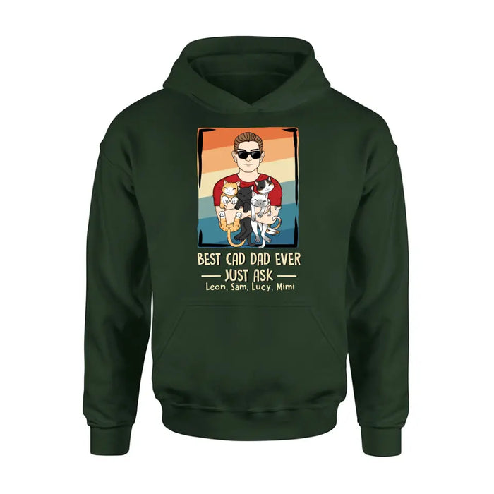 Personalized Cat Dad Shirt/Hoodie/Sweatshirt/Long sleeve - With 4 Cats - Father's Day Gift Idea For Cat Lovers - Best Cat Dad Ever Just Ask