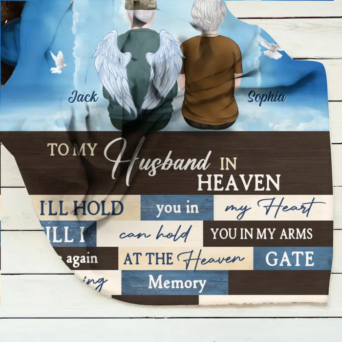 Personalized Husband Memorial Fleece Throw Blanket/Quilt - Memorial Gift Idea For Loss Of Husband - To My Husband In Heaven I'll Hold You In My Heart