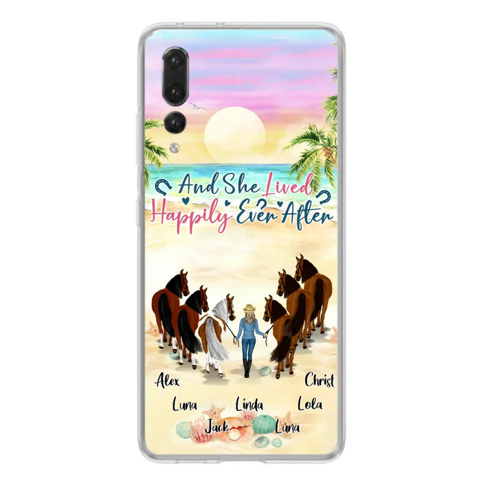 Personalized Horse Girl Phone Case - Up to 6 Horses - Gift Idea for Horse Lovers - And She Lived Happily Ever After - Case for Xiaomi/Huawei/Oppo