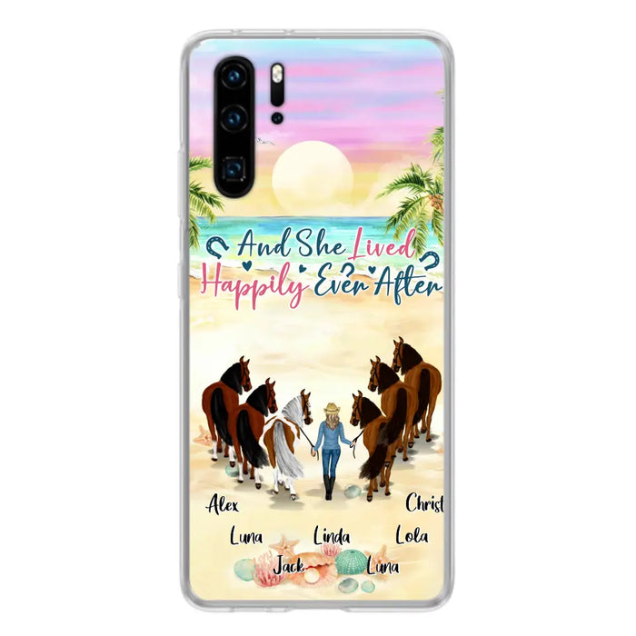Personalized Horse Girl Phone Case - Up to 6 Horses - Gift Idea for Horse Lovers - And She Lived Happily Ever After - Case for Xiaomi/Huawei/Oppo