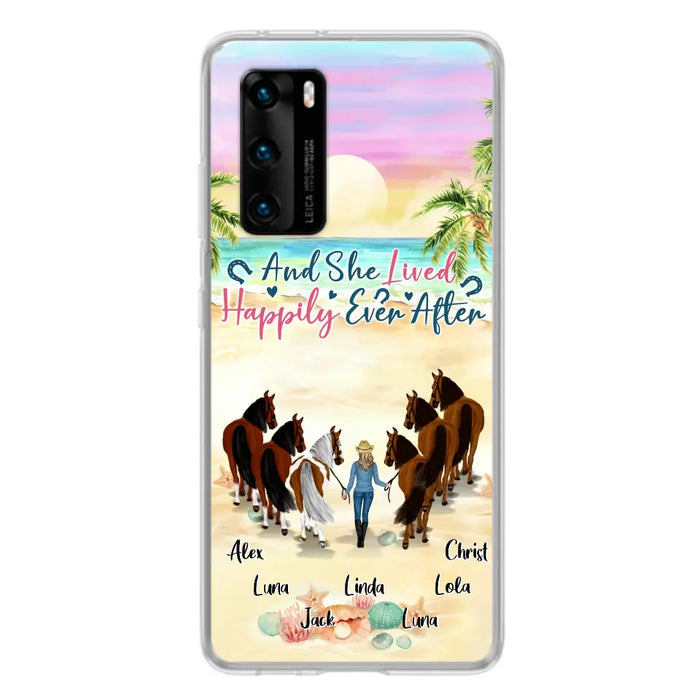 Personalized Horse Girl Phone Case - Up to 6 Horses - Gift Idea for Horse Lovers - And She Lived Happily Ever After - Case for Xiaomi/Huawei/Oppo