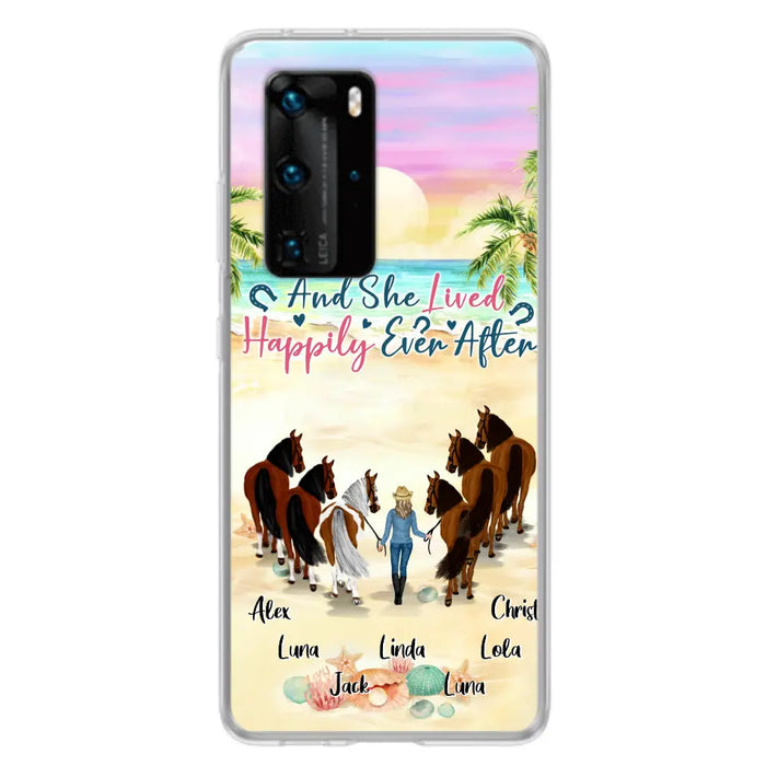 Personalized Horse Girl Phone Case - Up to 6 Horses - Gift Idea for Horse Lovers - And She Lived Happily Ever After - Case for Xiaomi/Huawei/Oppo