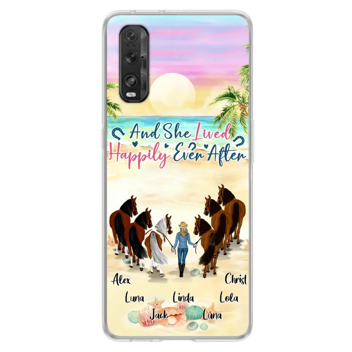 Personalized Horse Girl Phone Case - Up to 6 Horses - Gift Idea for Horse Lovers - And She Lived Happily Ever After - Case for Xiaomi/Huawei/Oppo