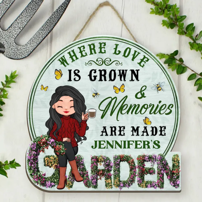 Personalized Garden Wooden Sign - Gift Idea For Garden Lover - Where Love Is Grown & Memories Are Made