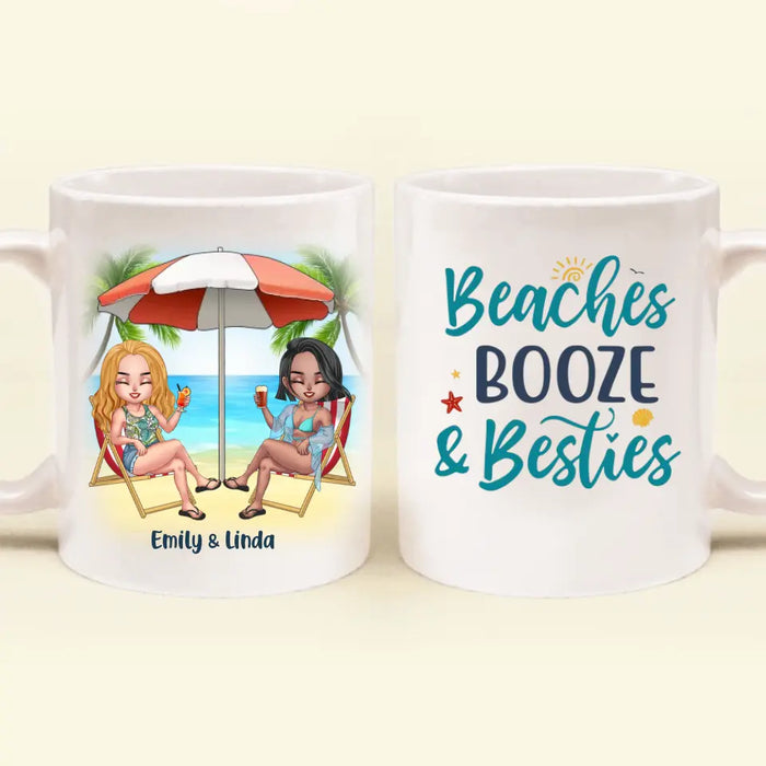 Personalized Beach Girls Bestie Mug - Gift Idea For Beach Lovers/Friends - Beaches Booze & Besties