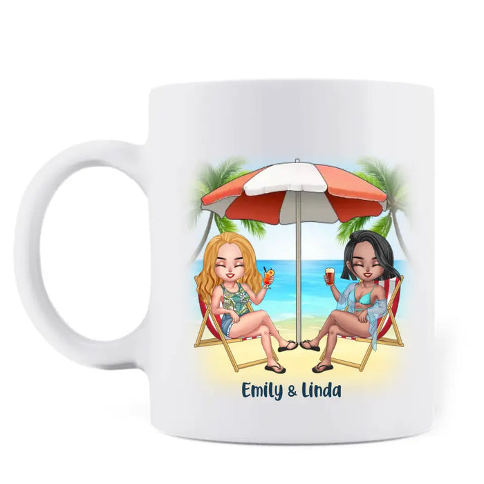 Personalized Beach Girls Bestie Mug - Gift Idea For Beach Lovers/Friends - Beaches Booze & Besties