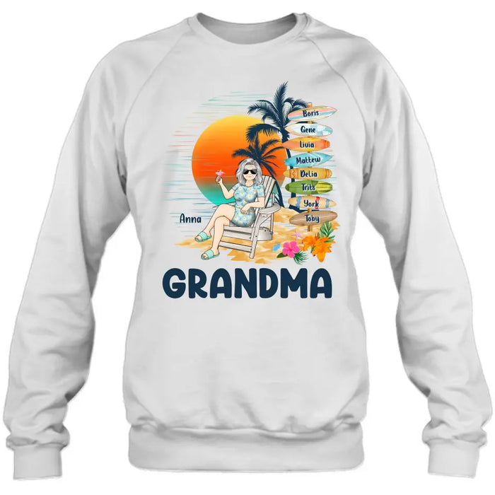 Personalized Nana's Life Summer Shirt/Hoodie - Gift Idea for Grandma/Grandpa - Custom Title Name - Up to 8 Kids