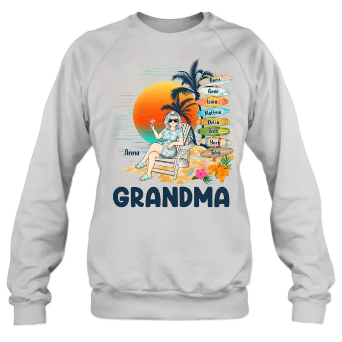 Personalized Nana's Life Summer Shirt/Hoodie - Gift Idea for Grandma/Grandpa - Custom Title Name - Up to 8 Kids