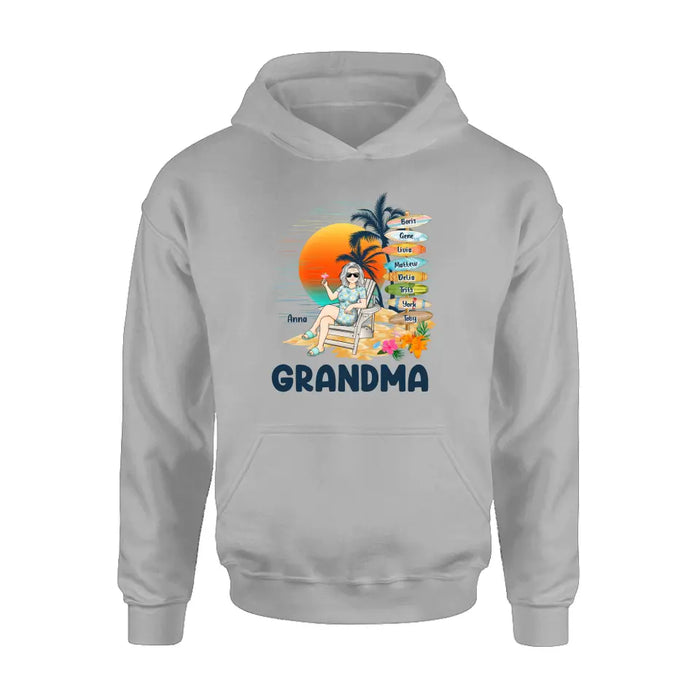 Personalized Nana's Life Summer Shirt/Hoodie - Gift Idea for Grandma/Grandpa - Custom Title Name - Up to 8 Kids