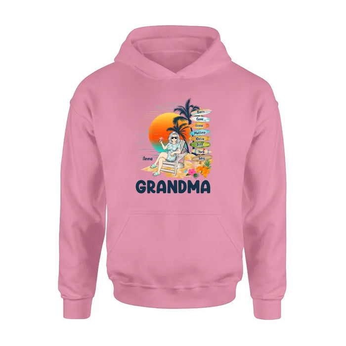 Personalized Nana's Life Summer Shirt/Hoodie - Gift Idea for Grandma/Grandpa - Custom Title Name - Up to 8 Kids