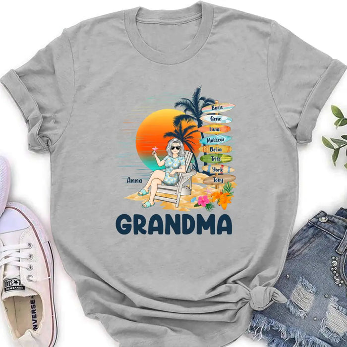 Personalized Nana's Life Summer Shirt/Hoodie - Gift Idea for Grandma/Grandpa - Custom Title Name - Up to 8 Kids