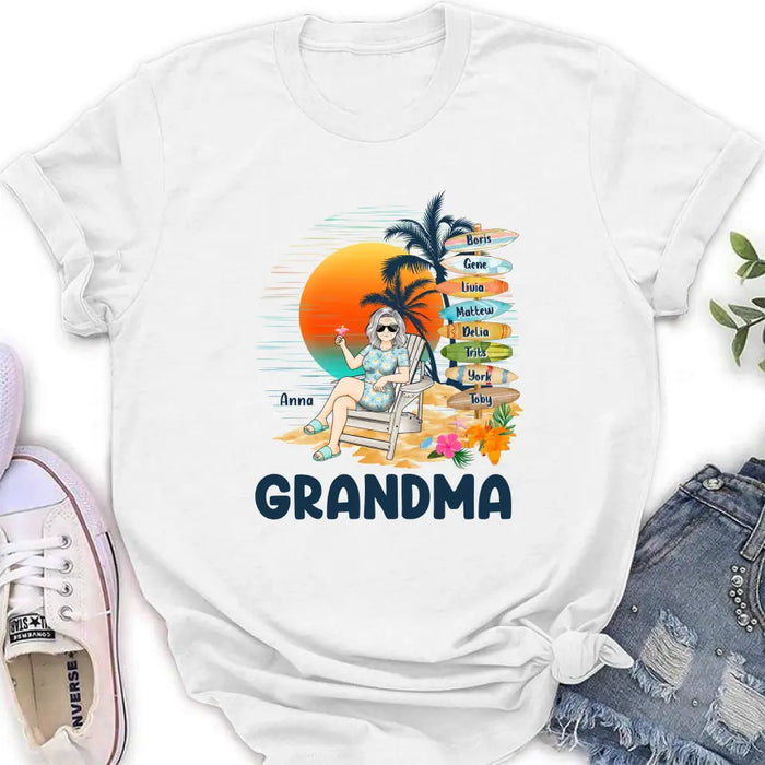 Personalized Nana's Life Summer Shirt/Hoodie - Gift Idea for Grandma/Grandpa - Custom Title Name - Up to 8 Kids