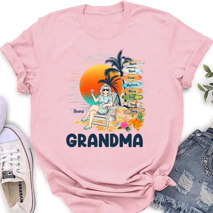 Personalized Nana's Life Summer Shirt/Hoodie - Gift Idea for Grandma/Grandpa - Custom Title Name - Up to 8 Kids