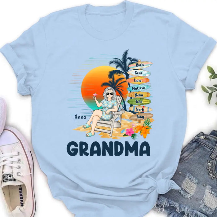 Personalized Nana's Life Summer Shirt/Hoodie - Gift Idea for Grandma/Grandpa - Custom Title Name - Up to 8 Kids