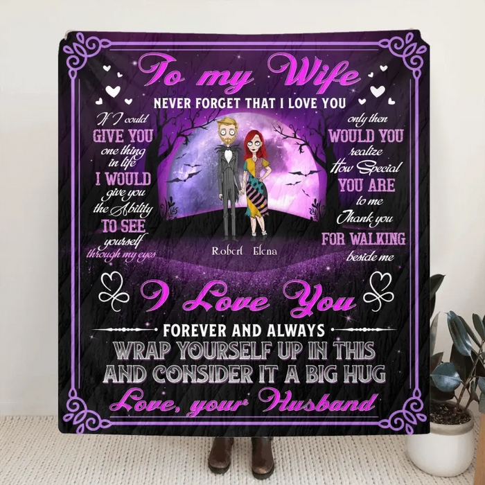 Personalized To My Wife Fleece Throw Blanket/Quilt - Gift Idea For Wife From Husband - Never Forget That I Love You
