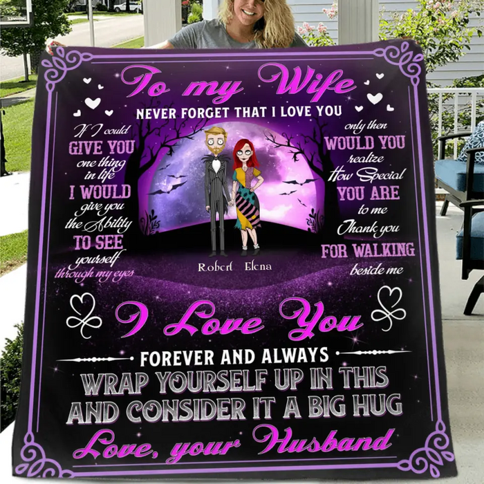 Personalized To My Wife Fleece Throw Blanket/Quilt - Gift Idea For Wife From Husband - Never Forget That I Love You