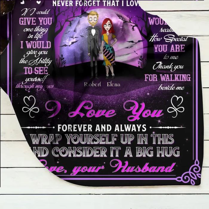 Personalized To My Wife Fleece Throw Blanket/Quilt - Gift Idea For Wife From Husband - Never Forget That I Love You