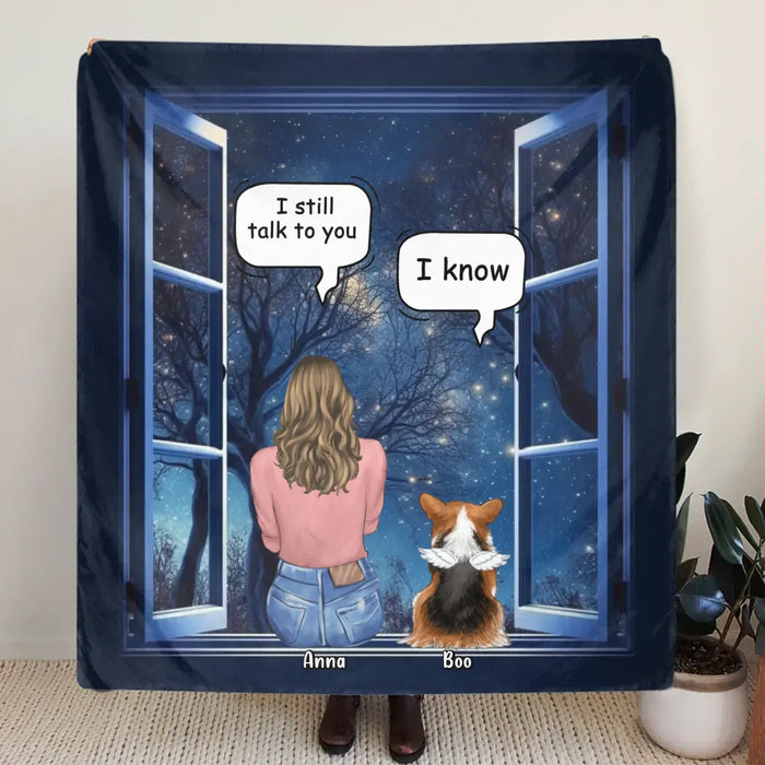 Personalized Memorial Pet Quilt/Fleece Throw Blanket - Up to 4 Dogs/Cats/Rabbits - Memorial Gift Idea for Dog/Cat/Rabbit Owners