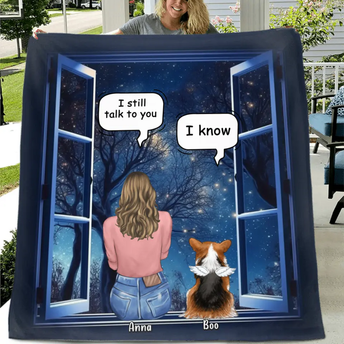 Personalized Memorial Pet Quilt/Fleece Throw Blanket - Up to 4 Dogs/Cats/Rabbits - Memorial Gift Idea for Dog/Cat/Rabbit Owners