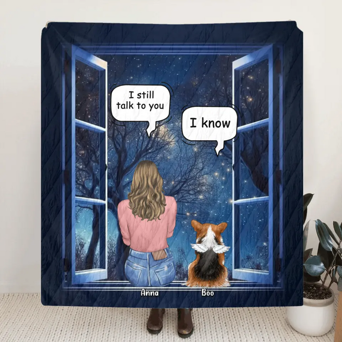 Personalized Memorial Pet Quilt/Fleece Throw Blanket - Up to 4 Dogs/Cats/Rabbits - Memorial Gift Idea for Dog/Cat/Rabbit Owners