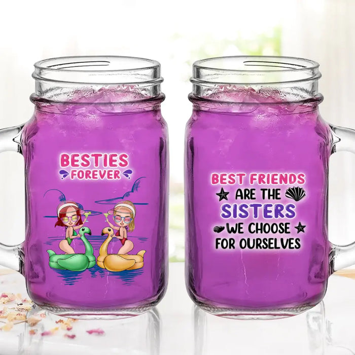 Personalized Beach Friends Mason Jug with Straw - Gift Idea for Friends/Besties - Best Friends Are The Sister We Choose For Ourselves