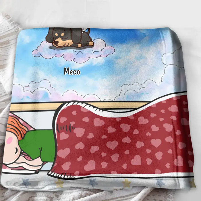 Personalized Pet Fleece Throw Blanket/Quilt/Pillow Cover - Adult/Couple With Up to 6 Pets - Memorial Gift Idea for Dog/Cat Owners - I Know Heaven Is A Beautiful Place Because They Have My Dog