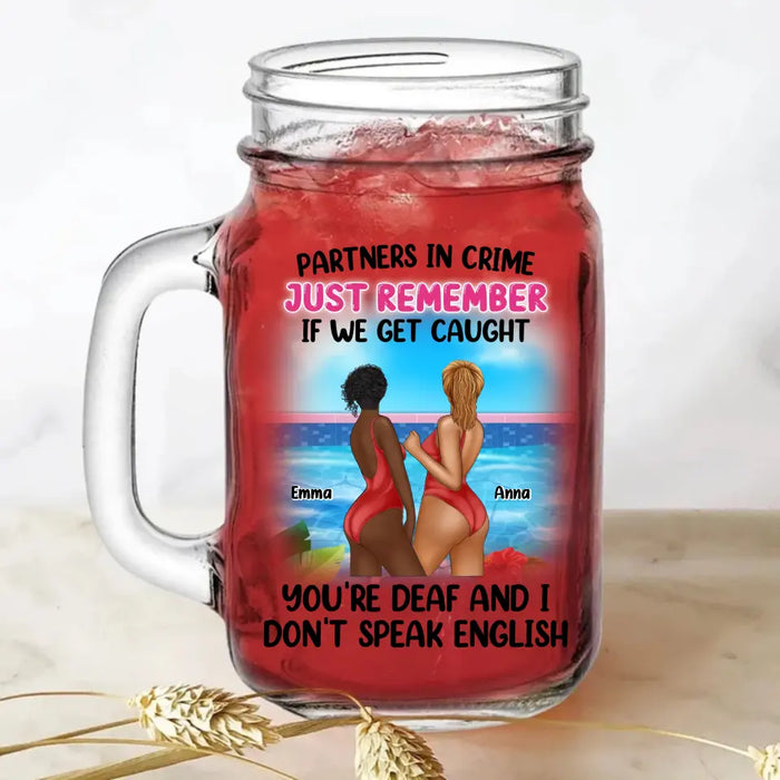 Personalized Friends Mason Jug - Gift Idea for Friends/Besties/Sisters - Partners In Crime