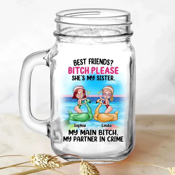 Personalized Besties Mason Jug with Straw - Gift Idea For Friends/Besties - Best Friends