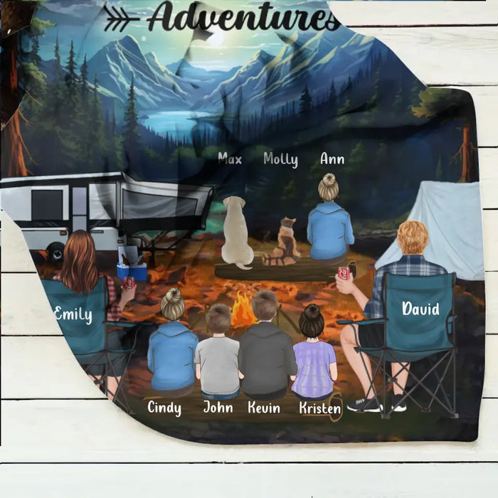 Personalized Rocky Mountain National Park Quilt/Fleece Throw Blanket - Gift Idea For Couple, Camping Lovers, Family - Up to 5 Kids, 4 Pets - Fill Your Life With Adventures