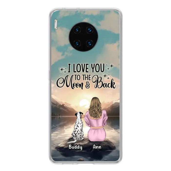 Personalized Dog Mom Phone Case - Up to 6 Dogs - Gift Idea for Dog Lovers - I Love You To The Moon & Back - Case for Xiaomi/Huawei/Oppo