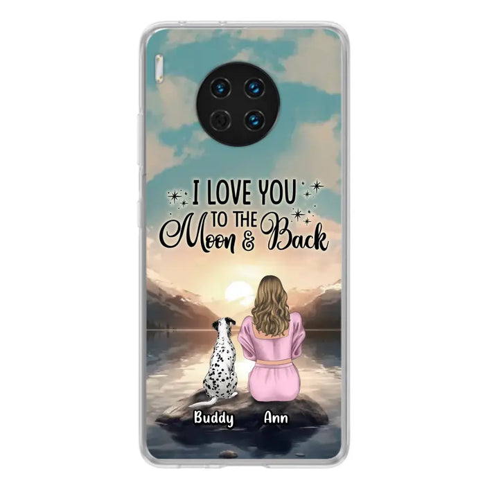 Personalized Dog Mom Phone Case - Up to 6 Dogs - Gift Idea for Dog Lovers - I Love You To The Moon & Back - Case for Xiaomi/Huawei/Oppo