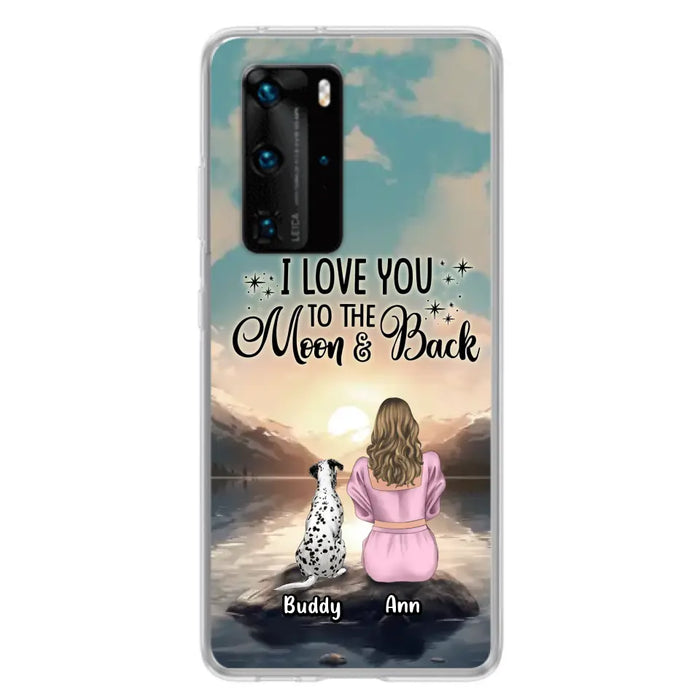 Personalized Dog Mom Phone Case - Up to 6 Dogs - Gift Idea for Dog Lovers - I Love You To The Moon & Back - Case for Xiaomi/Huawei/Oppo