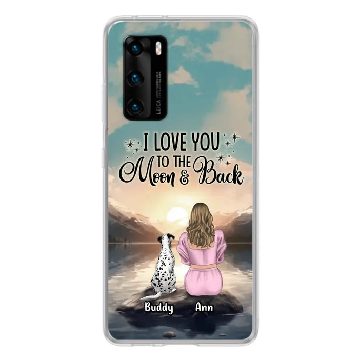 Personalized Dog Mom Phone Case - Up to 6 Dogs - Gift Idea for Dog Lovers - I Love You To The Moon & Back - Case for Xiaomi/Huawei/Oppo