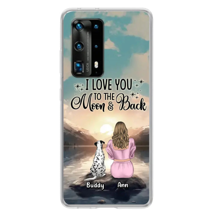 Personalized Dog Mom Phone Case - Up to 6 Dogs - Gift Idea for Dog Lovers - I Love You To The Moon & Back - Case for Xiaomi/Huawei/Oppo