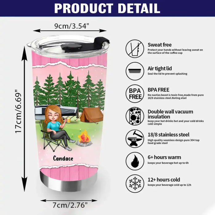 Personalized Camping Queen Tumbler - Up to 7 Friends - Gift Idea for Camping Lovers/Friends - Camping Queen Classy Sassy And A Bit Smart Assy