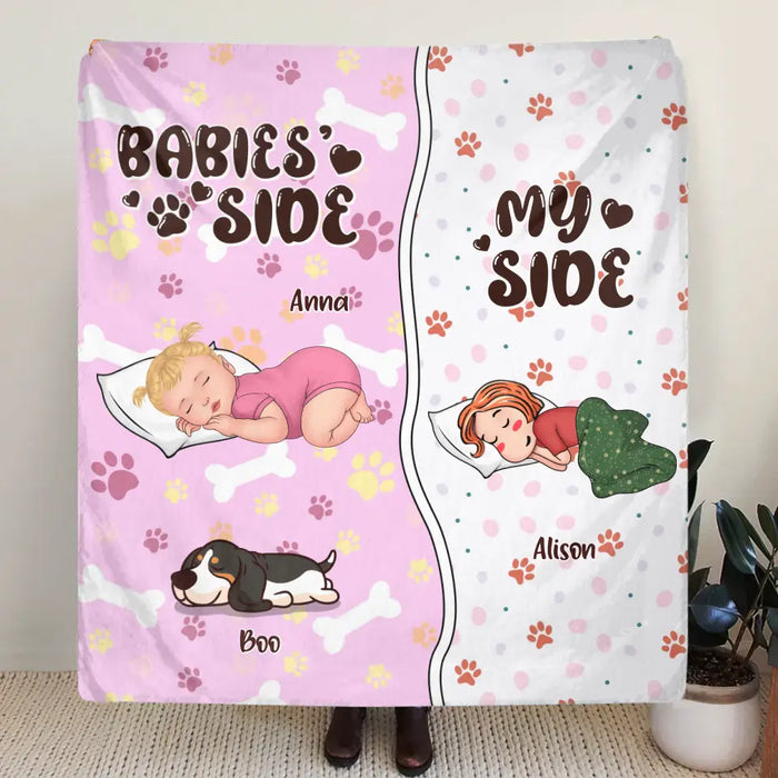Personalized Family Quilt/Fleece Throw Blanket - Up to 3 People & 3 Pets - Gift Idea for Family