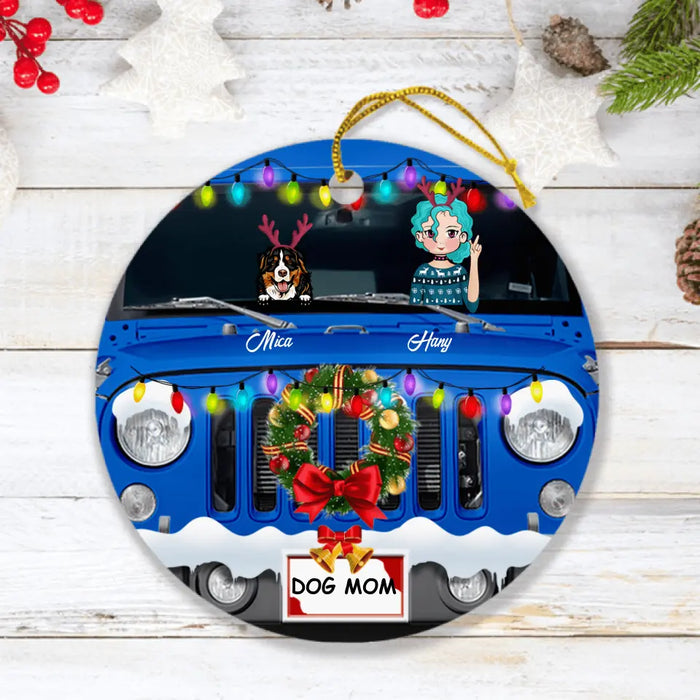 Personalized Christmas Off-road Pet Mom Ornament - Woman With Up to 6 Pets - Christmas Gift For Cat, Dog Lover
