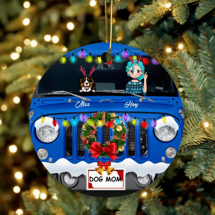 Personalized Christmas Off-road Pet Mom Ornament - Woman With Up to 6 Pets - Christmas Gift For Cat, Dog Lover