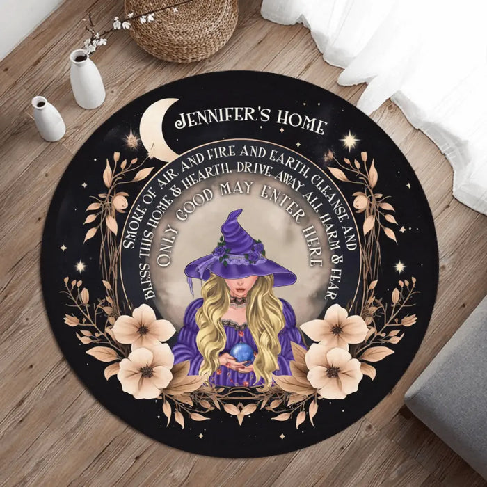 Personalized Witch Round Rug - Gift Idea For Halloween/Wicca Decor/Pagan Decor - Only Good May Enter Here
