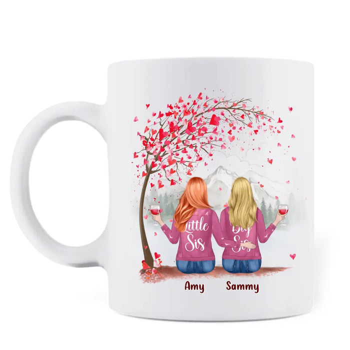 Personalized Sister Coffee Mug - Up to 6 Sisters - Gift Idea for Sisters/Friends - Sisters Forever Never Apart Maybe In Distance But Never At Heart