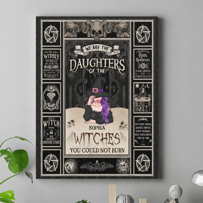 Personalized Witch Canvas - Up to 3 Witches - Gift Idea for Halloween - We Are The Daughters Of The Witches You Could Not Burn