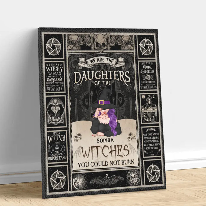 Personalized Witch Canvas - Up to 3 Witches - Gift Idea for Halloween - We Are The Daughters Of The Witches You Could Not Burn