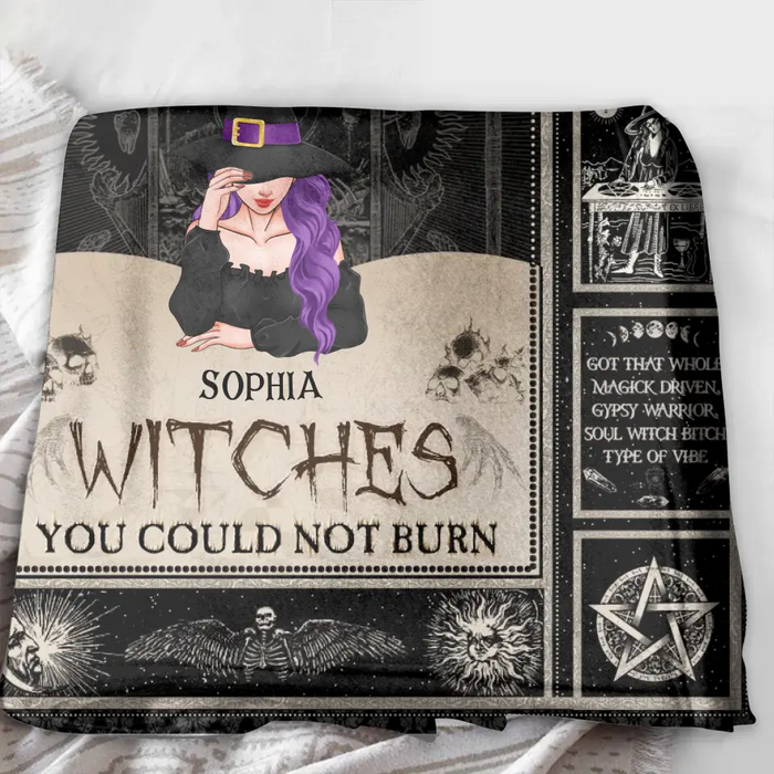Personalized Witch Fleece Throw Blanket/Quilt - Up to 3 Witches - Gift Idea for Halloween - We Are The Daughters Of The Witches You Could Not Burn