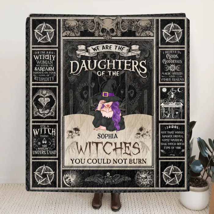 Personalized Witch Fleece Throw Blanket/Quilt - Up to 3 Witches - Gift Idea for Halloween - We Are The Daughters Of The Witches You Could Not Burn