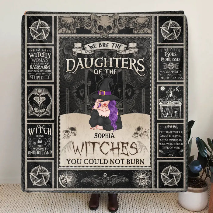 Personalized Witch Fleece Throw Blanket/Quilt - Up to 3 Witches - Gift Idea for Halloween - We Are The Daughters Of The Witches You Could Not Burn