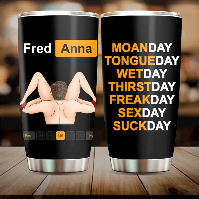 Personalized Couple Tumbler - Best Gift Ideas For Husband/Wife/Birthday/Anniversary - Moanday Tongueday Wetday