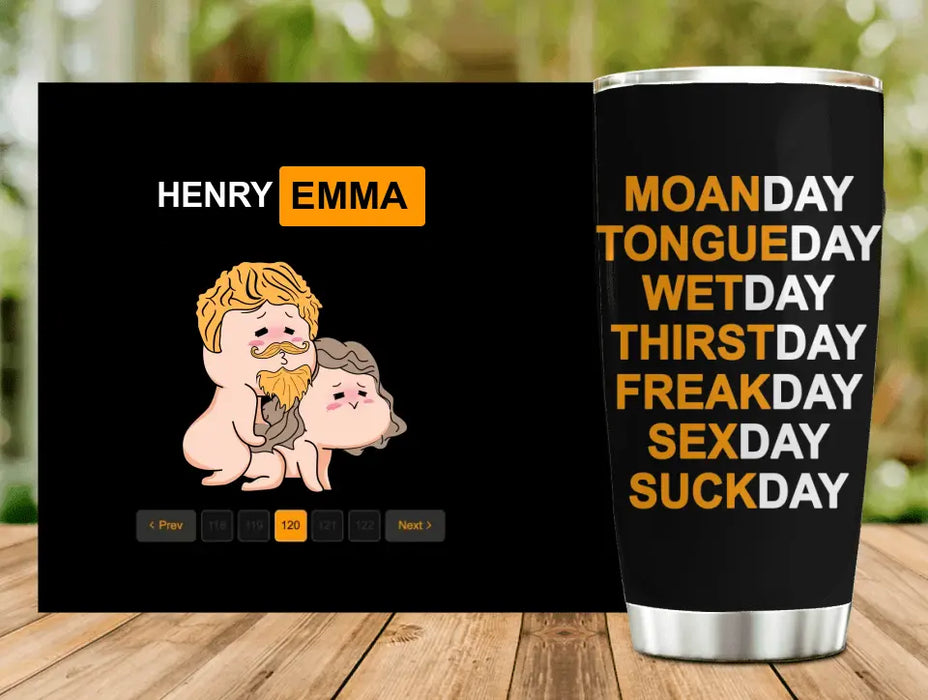 Personalized Couple Tumbler - Best Gift Ideas For Husband/Wife/Birthday/Anniversary - Wetday Thirstday Freakday