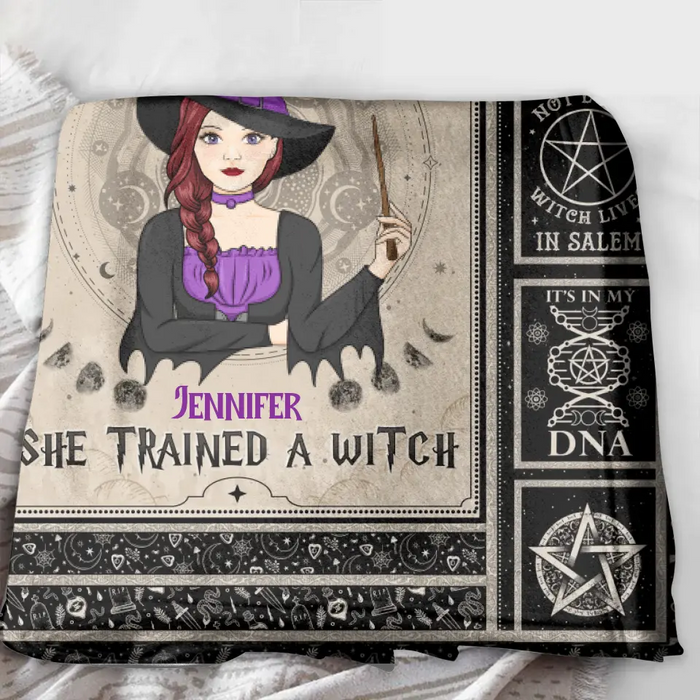 Personalized Witch Fleece Throw Blanket/Quilt - Halloween Gift Idea For Witch Lovers - My Mother Didn't Raise A Princess She Trained A Witch